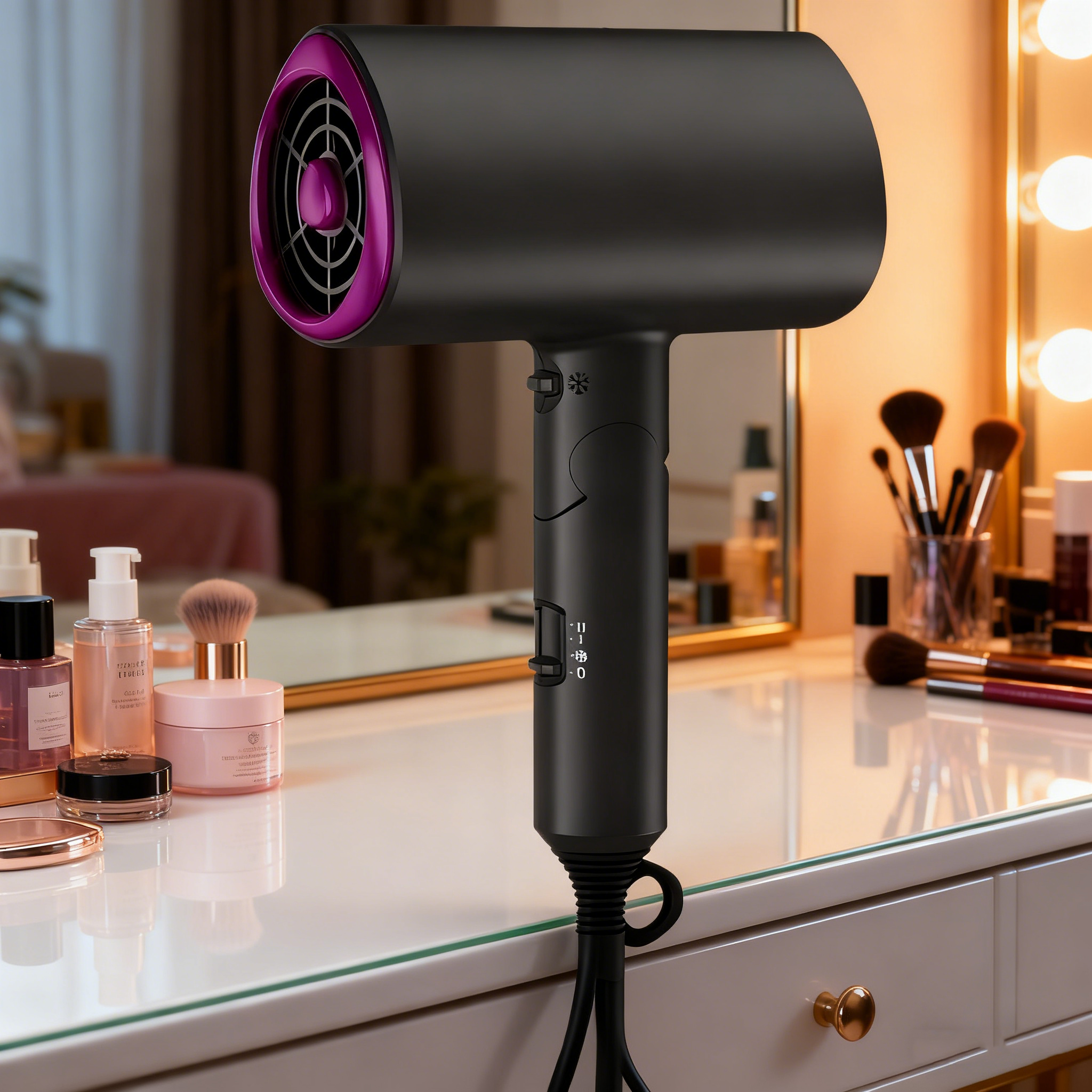 Foldable Ionic Hair Dryer with Blue Light