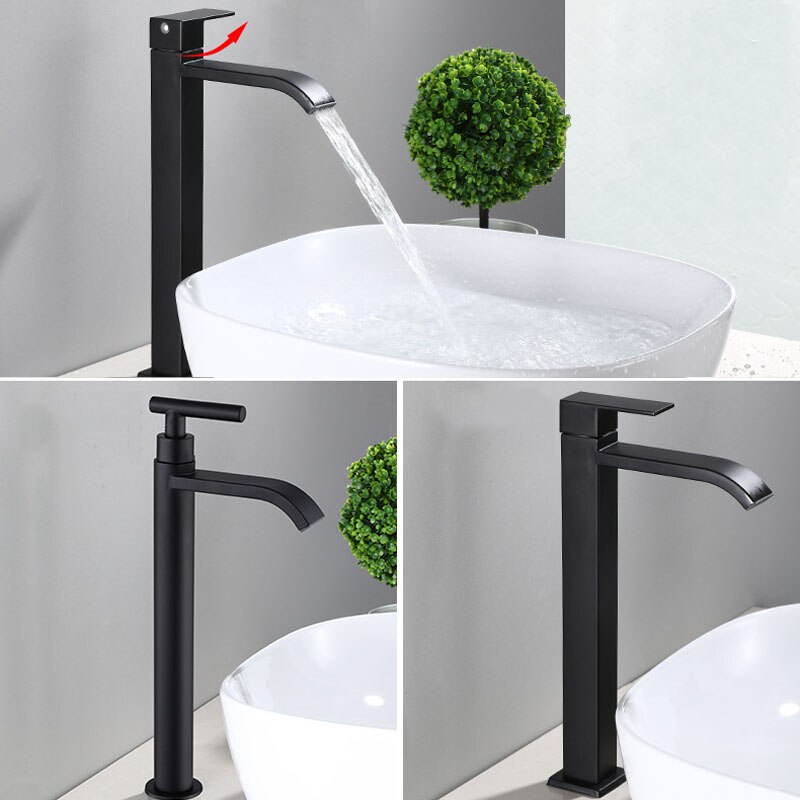 Matte black cold water single faucets for sink installation