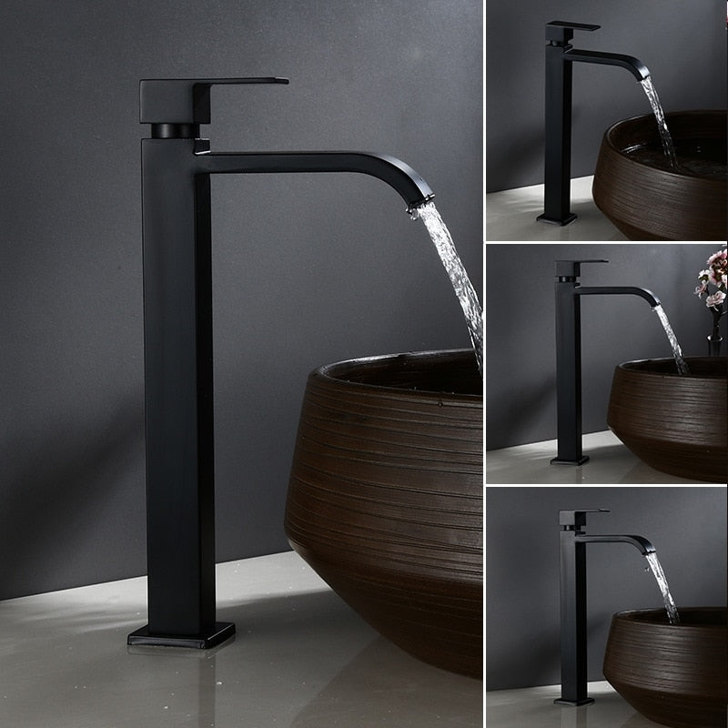Matte black cold water single faucets for sink installation