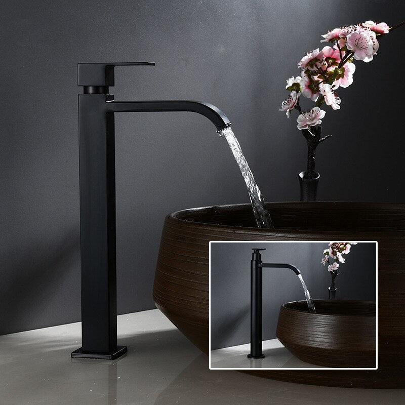 Matte black cold water single faucets for sink installation