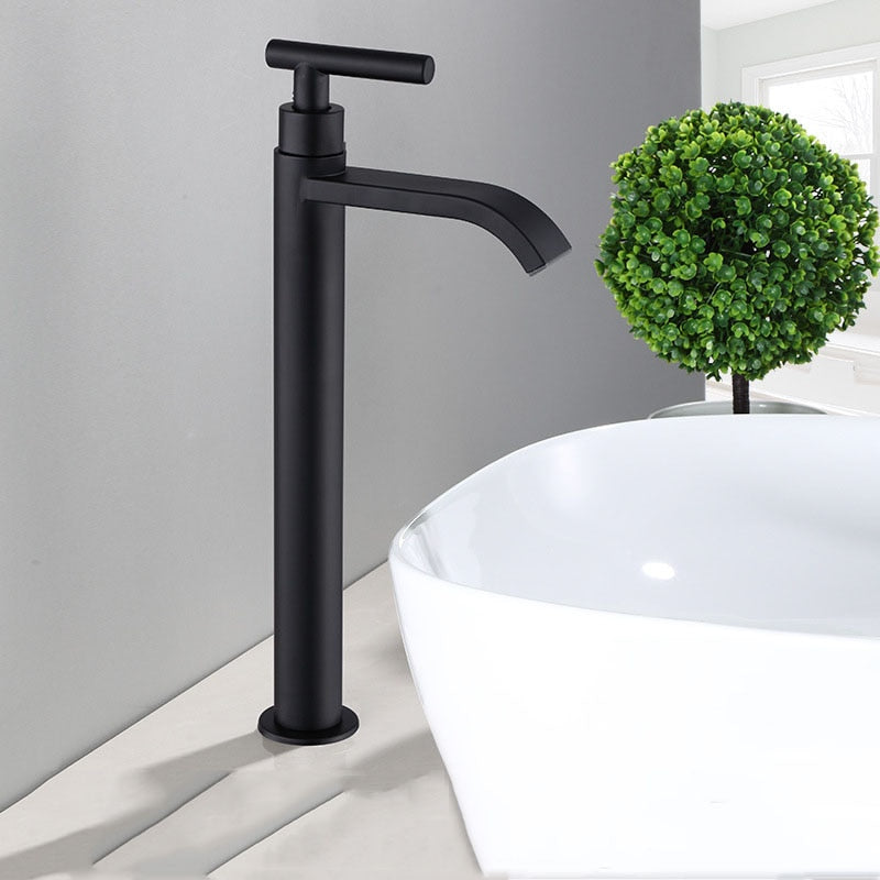 Matte black cold water single faucets for sink installation